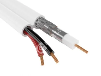 Кабель комбинированный RG59 CU+2x0.75 мм2 75 Ом, белый, 500 м 04-127